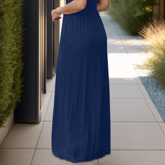 Full Size Grecian Neck Dress with Pockets - Picture 9 of 9